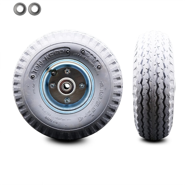 SCC- 10" x 3.5" Gray Pneumatic Wheel Only with 4" Centered Hub and Ball Bearings